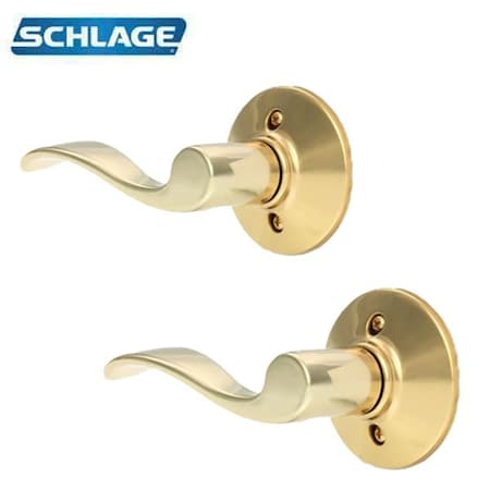 Schlage :Accent Passage Door Lever Set Polished Brass Finish Left Handed SCH-F10-ACC605-LH